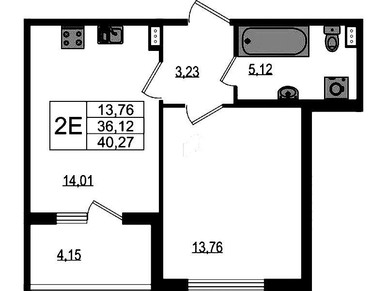 1-комнатная квартира 36.12 м², 1/4 эт., ЖК «Любоград в Стрельне»